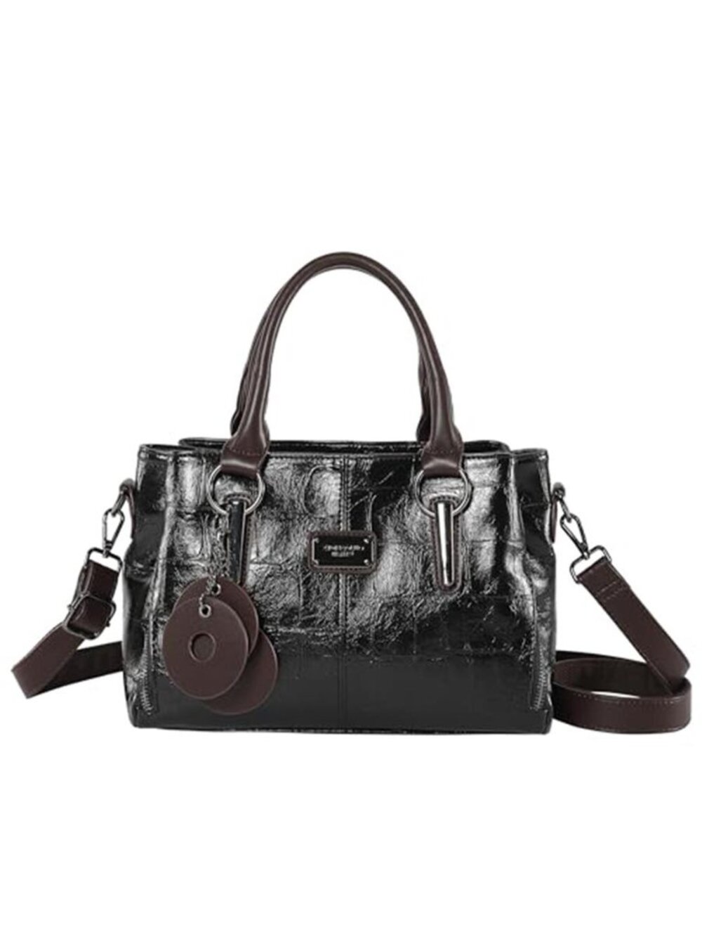 Vegan Leather Tote Bag Women Large Satchel Shoulder Crossbody Work Purse Black